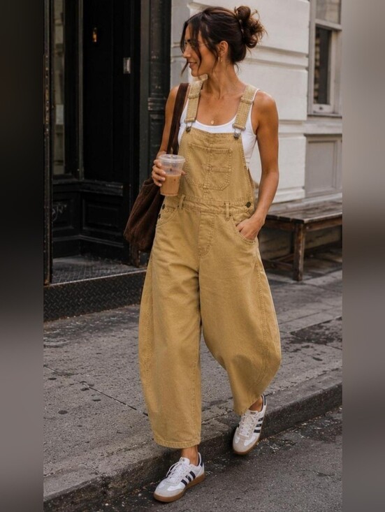 We The Free Pants - WE THE FREE PEOPLE GOOD LUCK BARREL OVERALLS